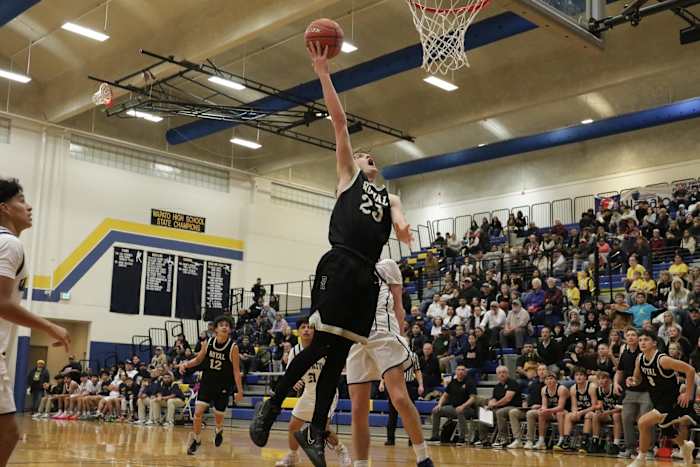 Royal's Caden Allred goes up for a layup during a game at Wapato last month.